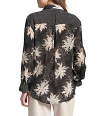 APNY Woven Printed Spread Collar Long Sleeve Shirt