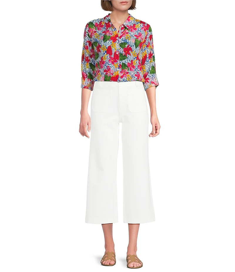 APNY Woven Printed Spread Collar Long Sleeve Shirt