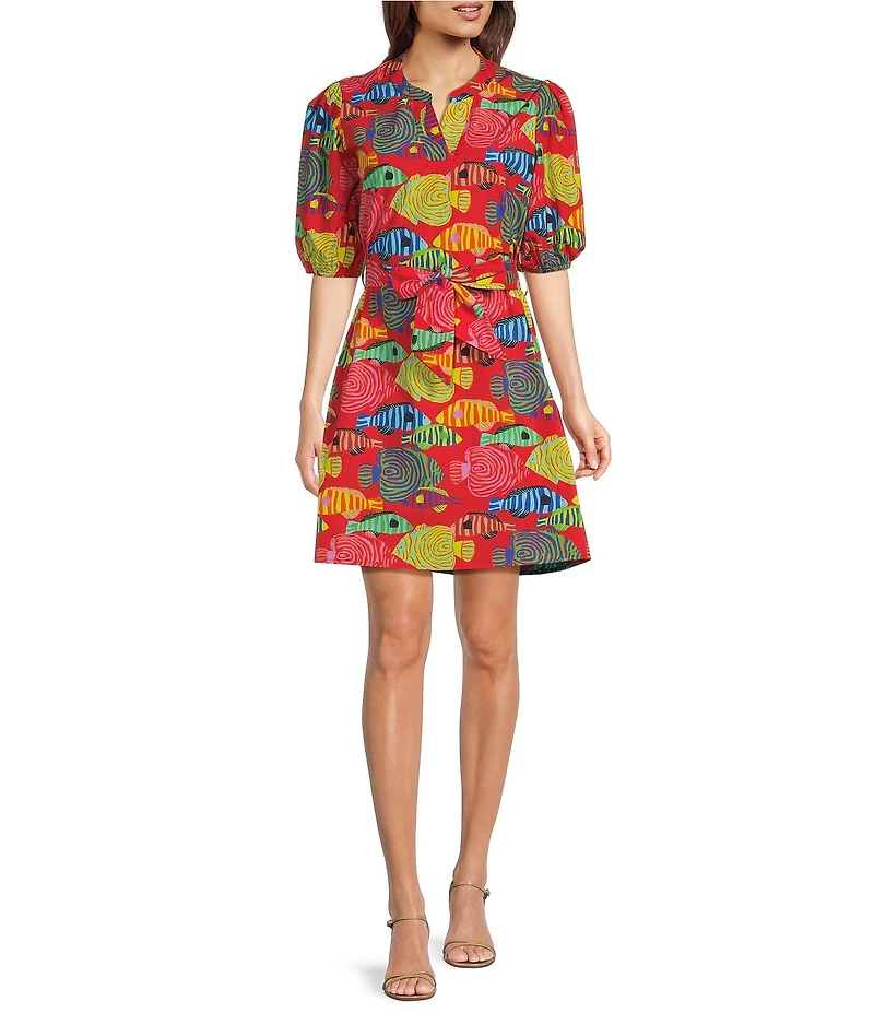 APNY Woven Printed V-Neck Elbow Length Sleeve Tunic Top