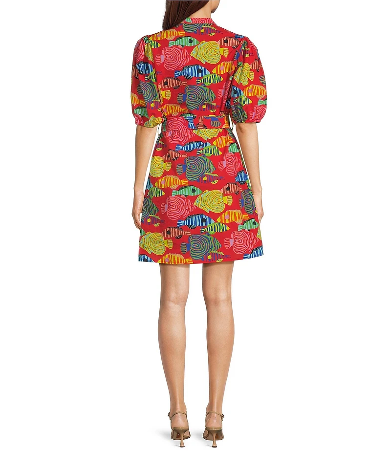 APNY Woven Printed V-Neck Elbow Length Sleeve Tunic Top