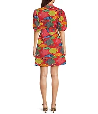 APNY Woven Printed V-Neck Elbow Length Sleeve Tunic Top