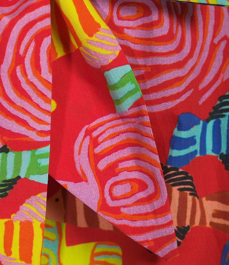 APNY Woven Printed V-Neck Elbow Length Sleeve Tunic Top