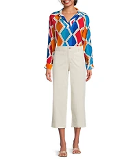 APNY Woven Printed V-Neck Long Sleeve Blouse