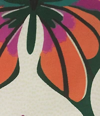 APNY Woven Printed V-Neck Long Sleeve Butterfly Half Placket Blouse