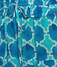 APNY Woven Printed V-Neck Short Ruffle Sleeve Tiered Maxi A-Line Dress
