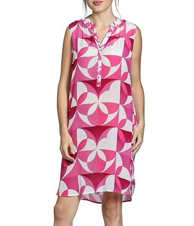 APNY Woven Printed V-Neck Sleeveless Sheath Dress