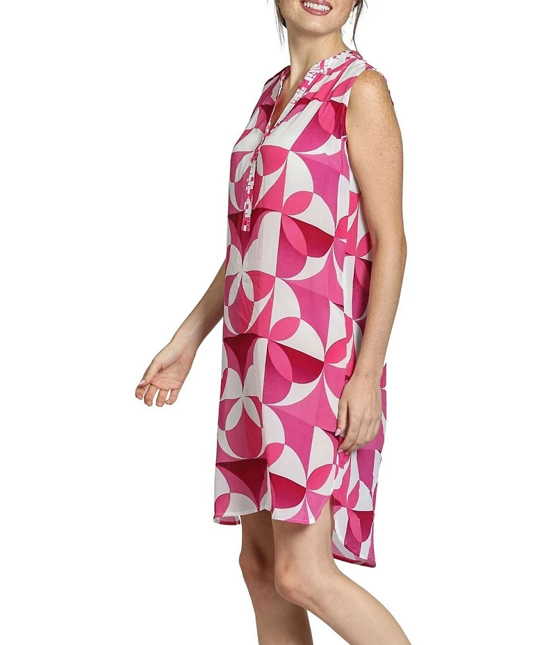 APNY Woven Printed V-Neck Sleeveless Sheath Dress
