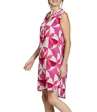 APNY Woven Printed V-Neck Sleeveless Sheath Dress