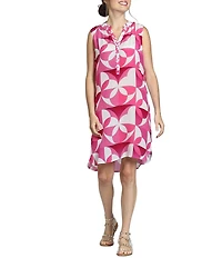 APNY Woven Printed V-Neck Sleeveless Sheath Dress