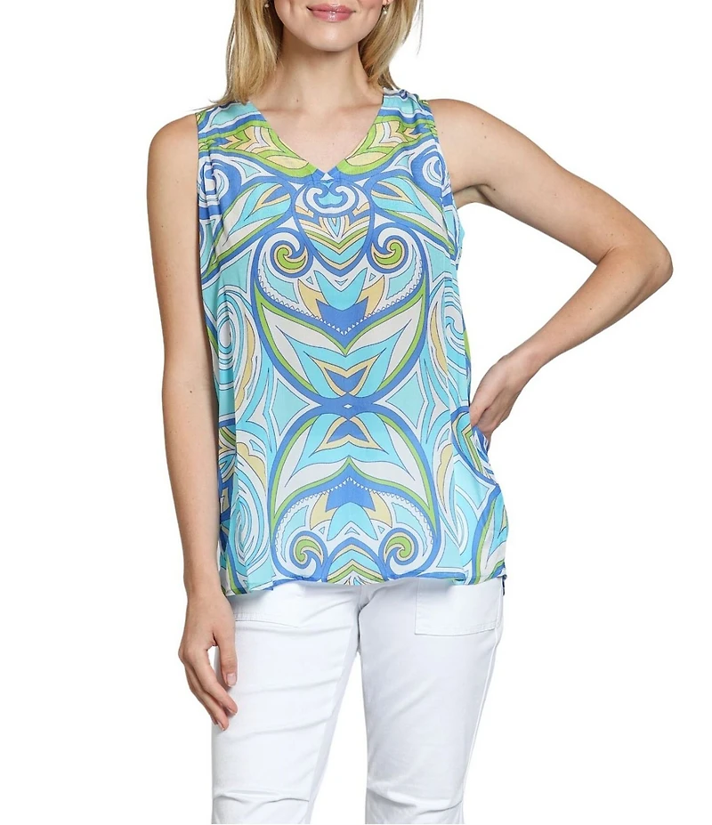 APNY Woven Printed V-Neck Sleeveless Tank