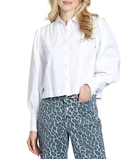 APNY Woven Spread Collar Long Sleeve Button Front Shirt