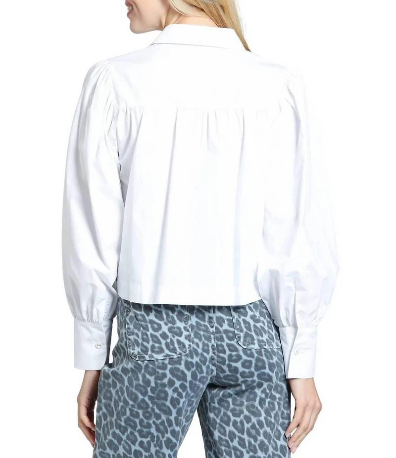 APNY Woven Spread Collar Long Sleeve Button Front Shirt