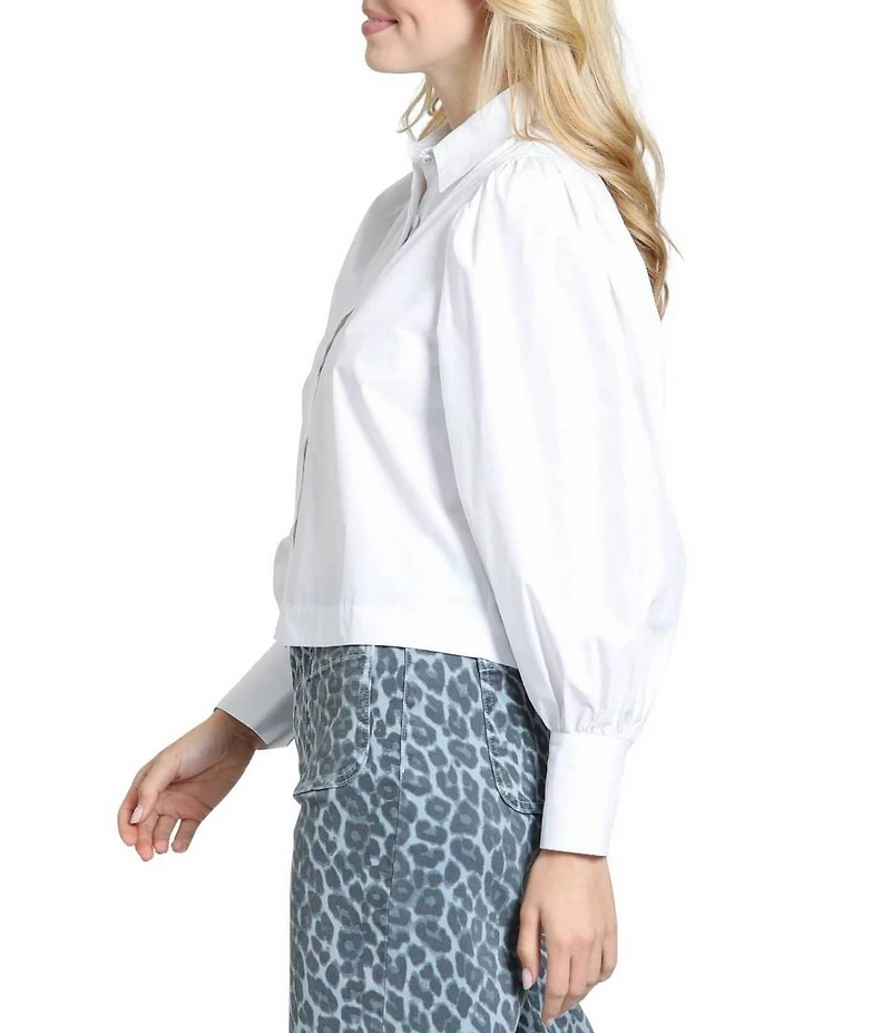APNY Woven Spread Collar Long Sleeve Button Front Shirt