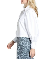 APNY Woven Spread Collar Long Sleeve Button Front Shirt