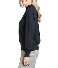 APNY Woven Stand Stand Collar Long Sleeves 1/4 Front Zipper Pullover Sweater Top