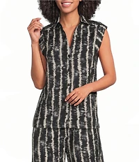 APNY Woven Tie-Dye Print V-Neck Sleeveless Coordinating Top