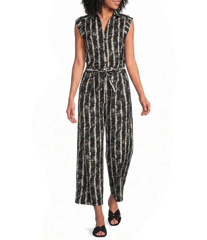 APNY Woven Tie-Dye Print V-Neck Sleeveless Coordinating Top