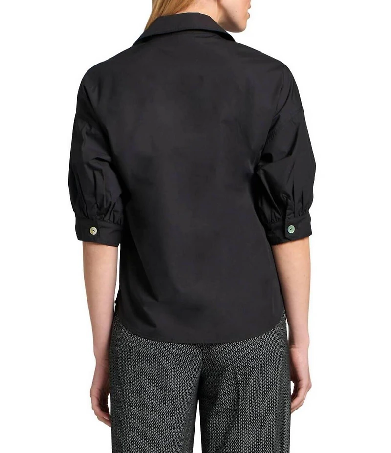 APNY Woven V-Neck Elbow Sleeve Blouson Shirt
