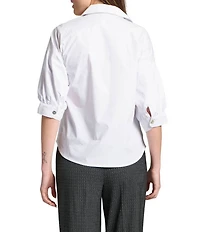APNY Woven V-Neck Elbow Sleeve Blouson Shirt