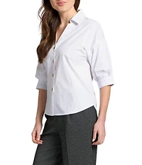 APNY Woven V-Neck Elbow Sleeve Blouson Shirt