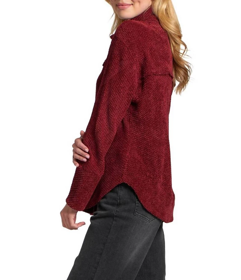 APNY Woven V-Neck Long Sleeve Henley Top