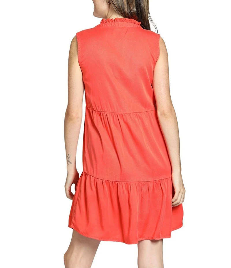 APNY Woven V-Neck Sleeveless Ruffle Tiered A-Line Dress