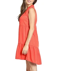 APNY Woven V-Neck Sleeveless Ruffle Tiered A-Line Dress