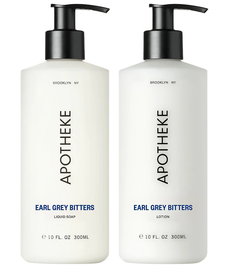 APOTHEKE Earl Grey Bitters Liquid Soap and Hand & Body Lotion Set