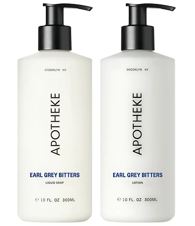 APOTHEKE Earl Grey Bitters Liquid Soap and Hand & Body Lotion Set