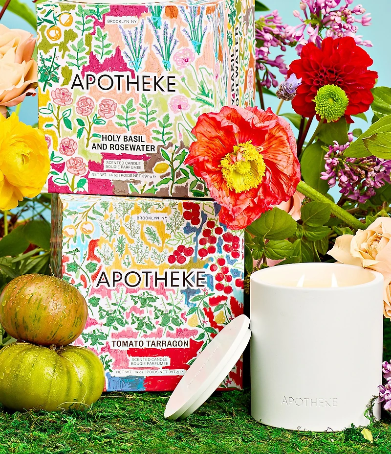APOTHEKE Limited Edition Garden Collection Tomato Tarragon Specialty 2-Wick Concrete Candle, 14 oz.