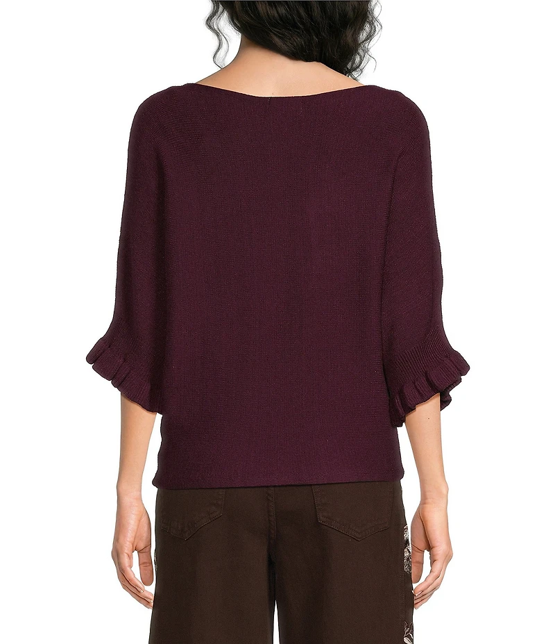Apricot London Boat Neck Ruffle Batwing Sleeve Knit Jumper