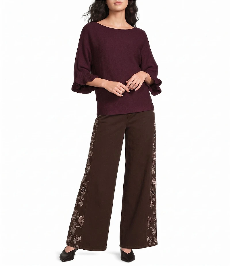Apricot London Boat Neck Ruffle Batwing Sleeve Knit Jumper
