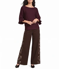 Apricot London Boat Neck Ruffle Batwing Sleeve Knit Jumper