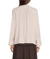 Apricot London Crinkle Tie V-Neck Balloon Sleeve Top
