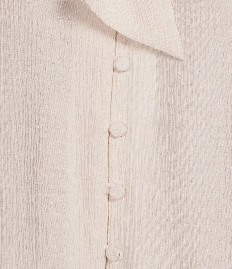 Apricot London Crinkle Tie V-Neck Balloon Sleeve Top