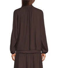 Apricot London Tie Neck Balloon Long Sleeve Blouse