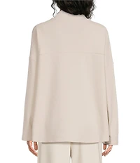 Apricot London Waffle Knit Mock Neck Long Sleeve Swing Top