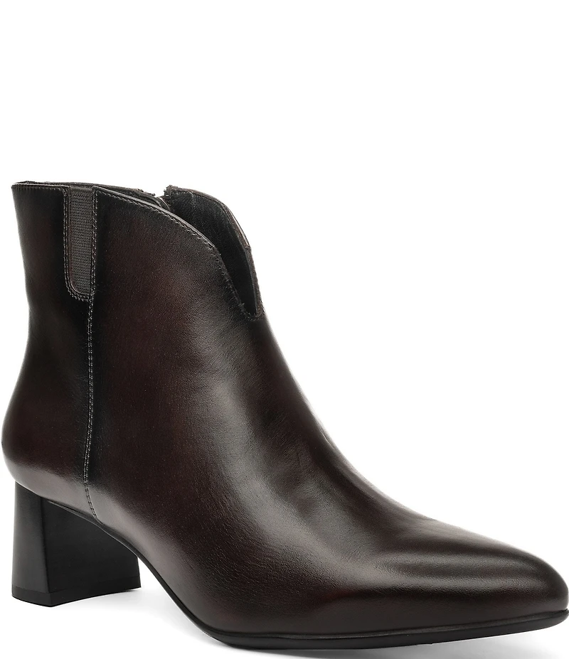 ara Acanthus Leather Faux Fur Lined Block Heel Ankle Booties