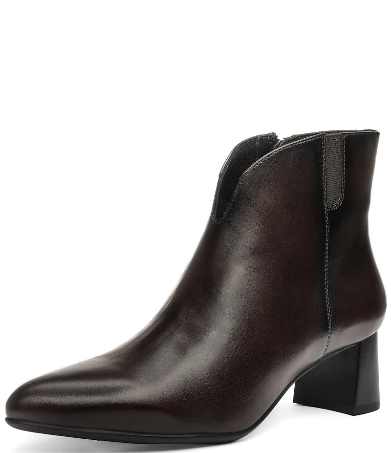 ara Acanthus Leather Faux Fur Lined Block Heel Ankle Booties