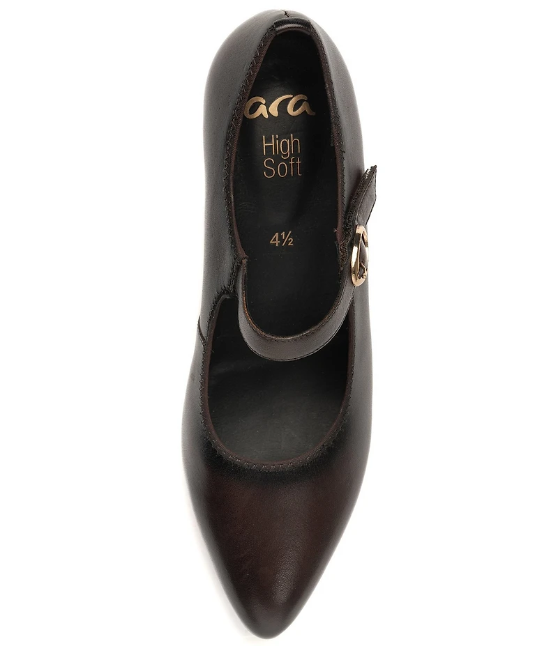 ara Adelaide Leather Block Heel Mary Jane Pumps