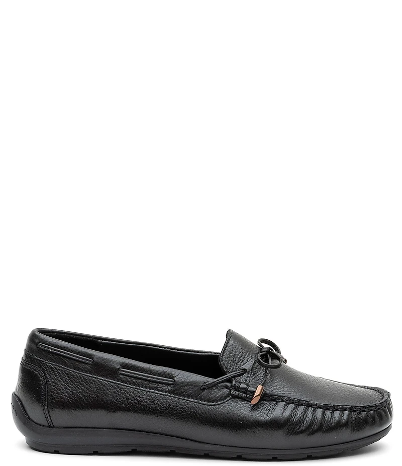 ara Amarillo Bow Detail Leather Moc-Toe Boat Shoes