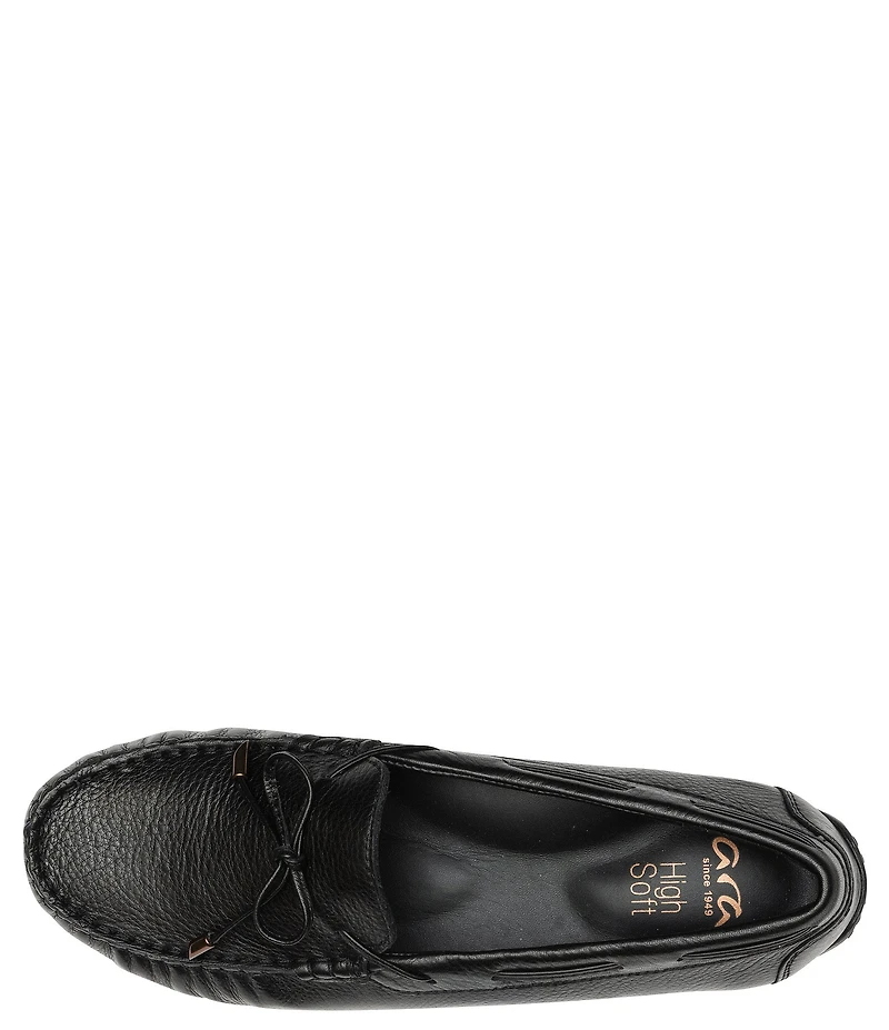 ara Amarillo Bow Detail Leather Moc-Toe Boat Shoes