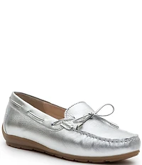 ara Amarillo Bow Detail Leather Moc-Toe Boat Shoes