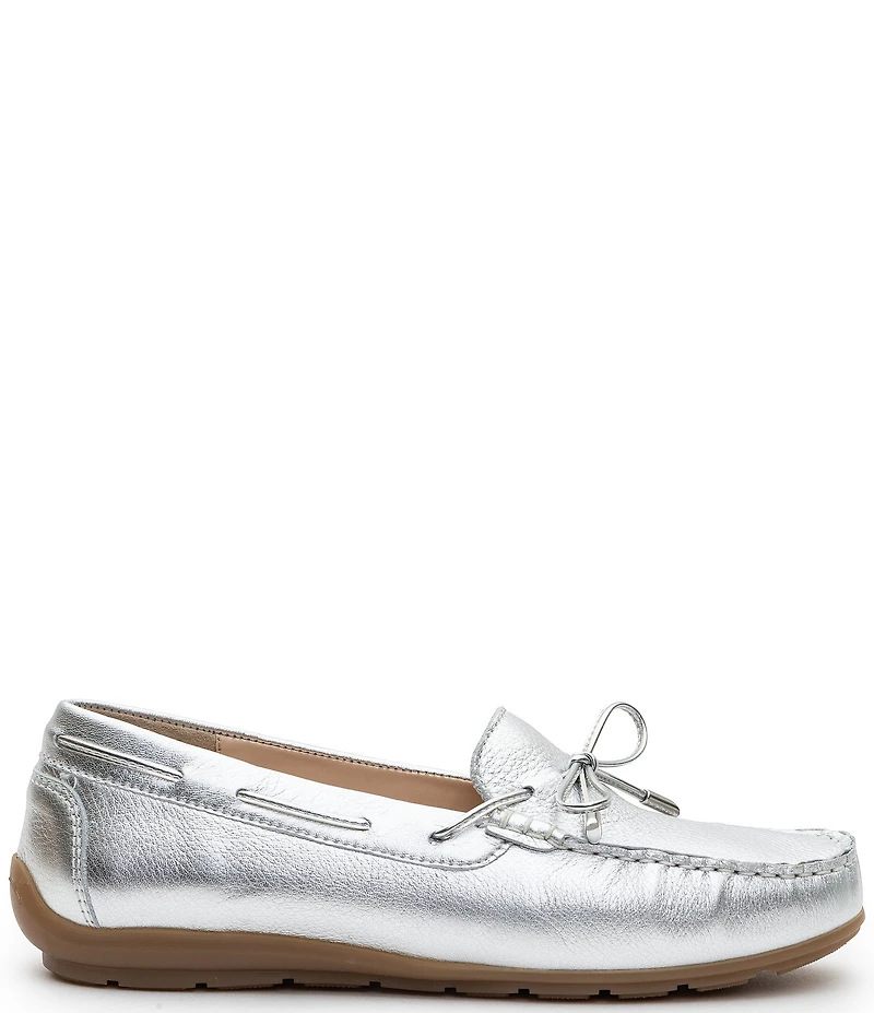 ara Amarillo Bow Detail Leather Moc-Toe Boat Shoes