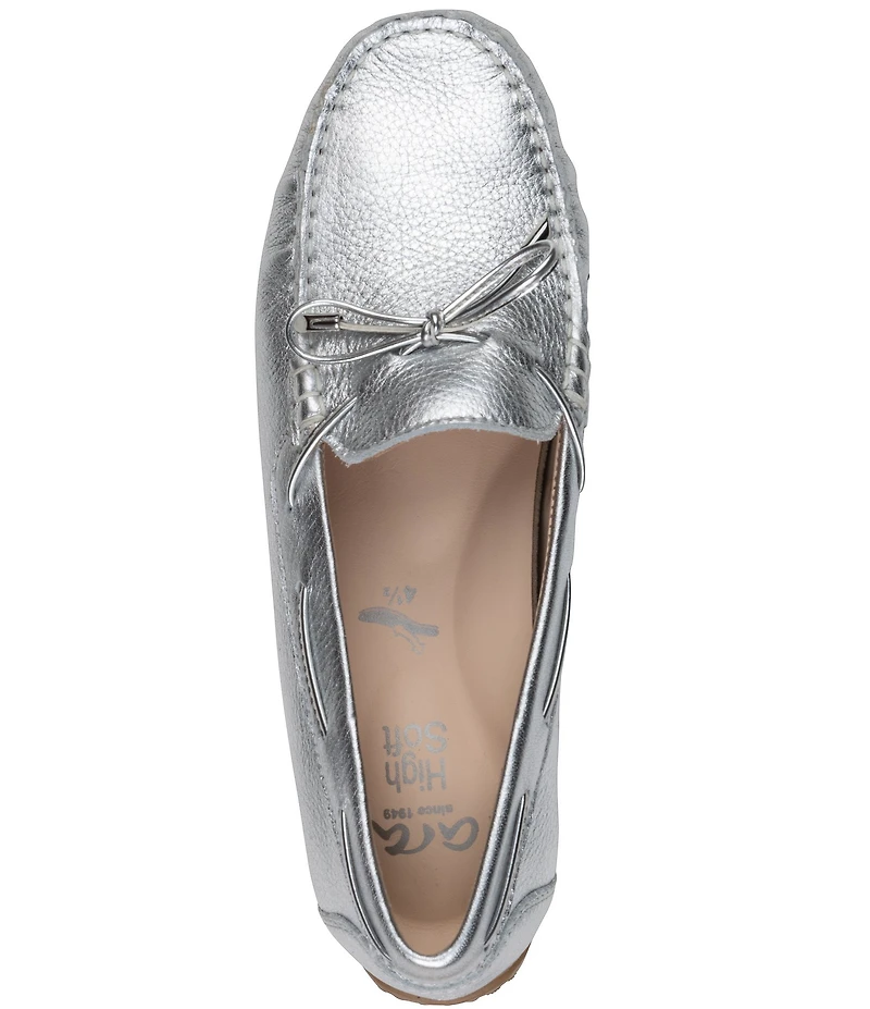 ara Amarillo Bow Detail Leather Moc-Toe Boat Shoes