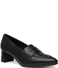 ara Ambrosia Leather Block Heel Loafer Pumps