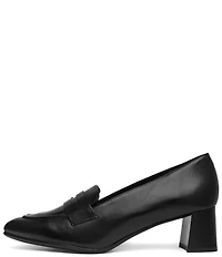 ara Ambrosia Leather Block Heel Loafer Pumps
