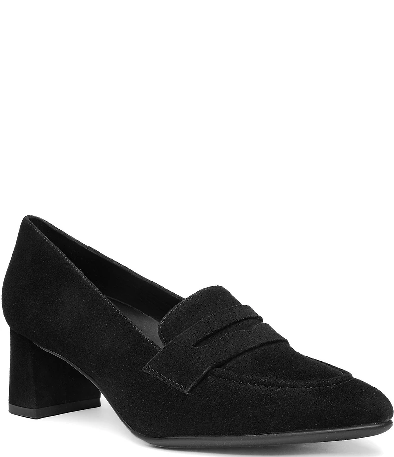 ara Ambrosia Suede Block Heel Loafer Pumps