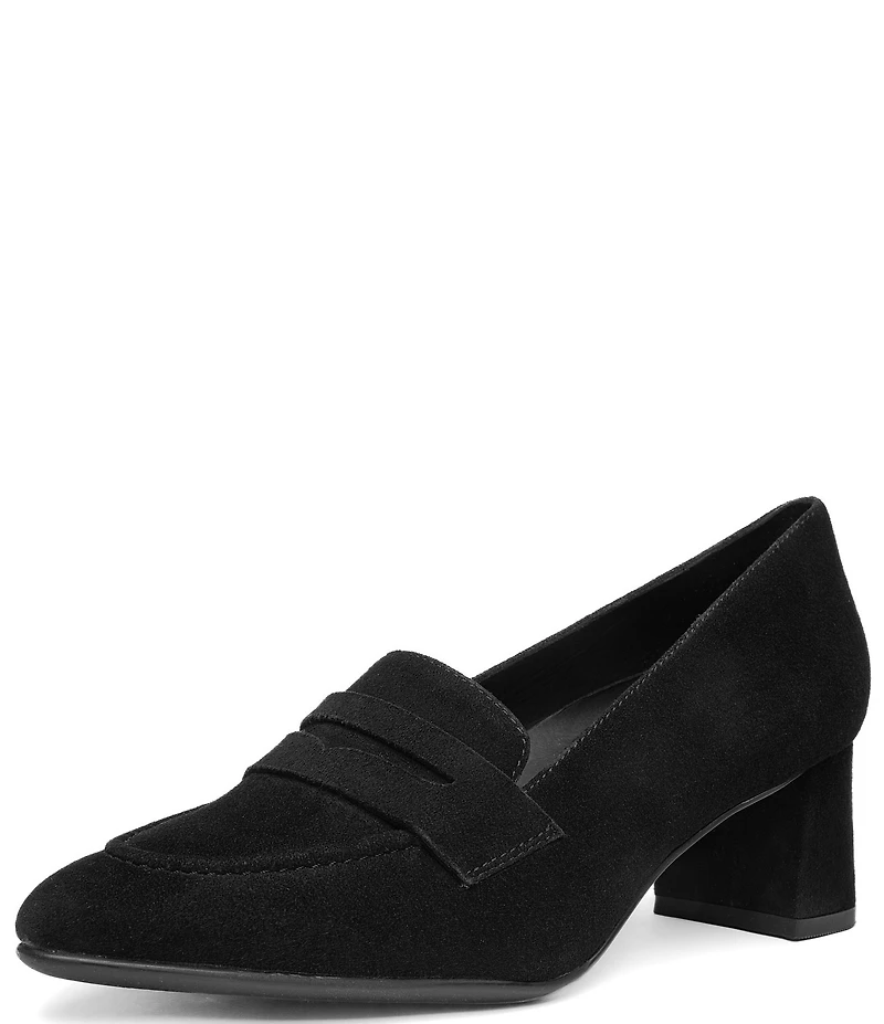 ara Ambrosia Suede Block Heel Loafer Pumps