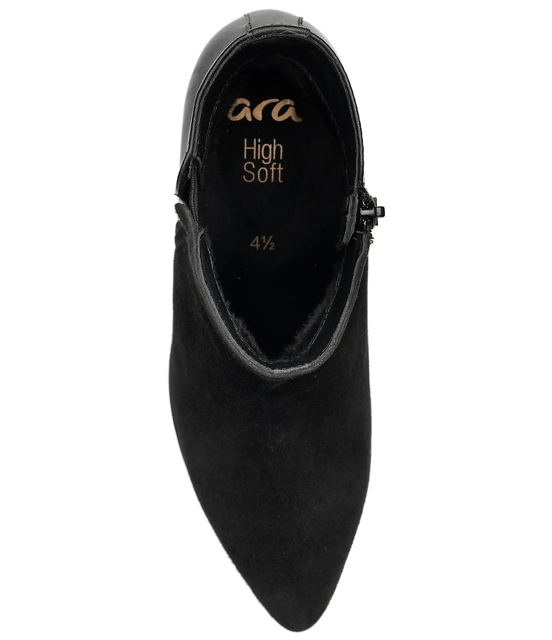 ara Autumn Suede and Leather Faux Fur Lined Ankle Booties